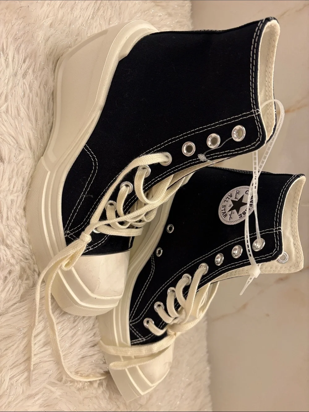 Converse Platform High-Top Sneakers in Black and Cream